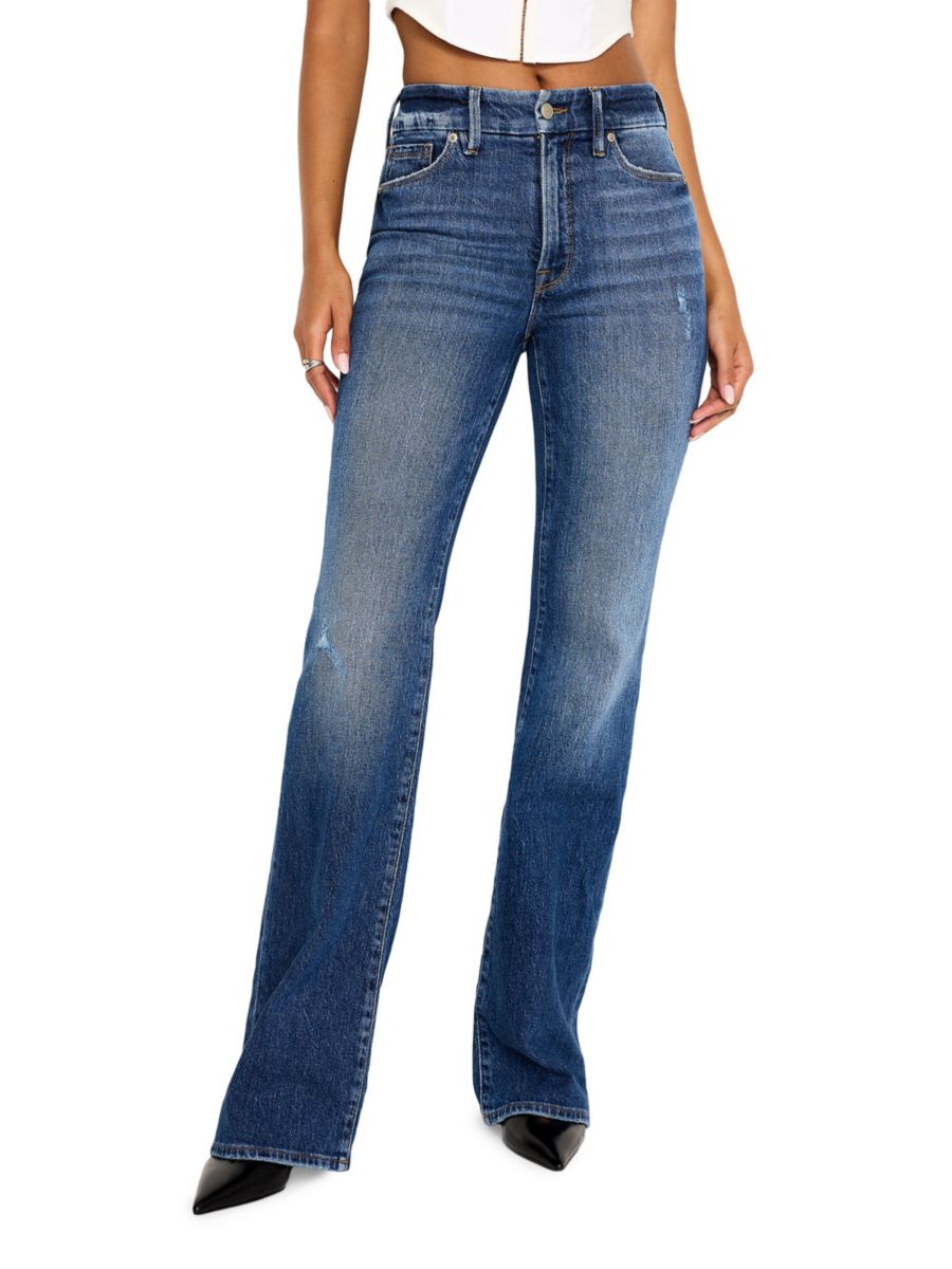 

Хорошие классические джинсы Bootcut Good American, индиго