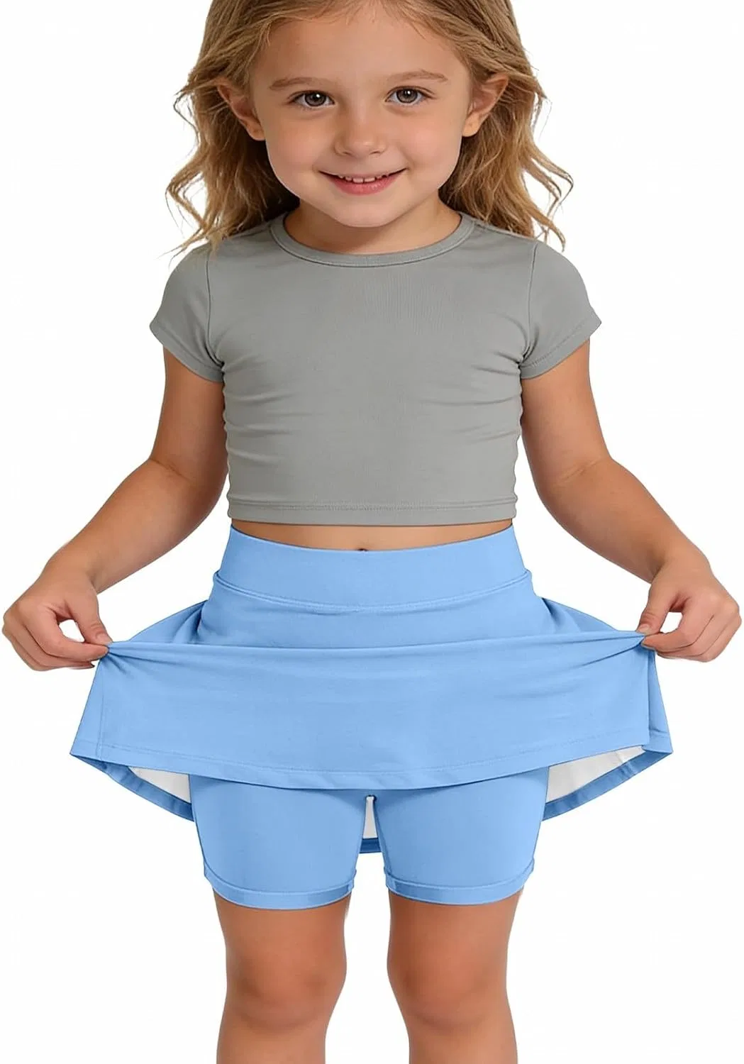 Юбка-шорты для девочек, высокая талия, Athletic Skorts, бренд Generic, цвет 1-blue — фото 2
