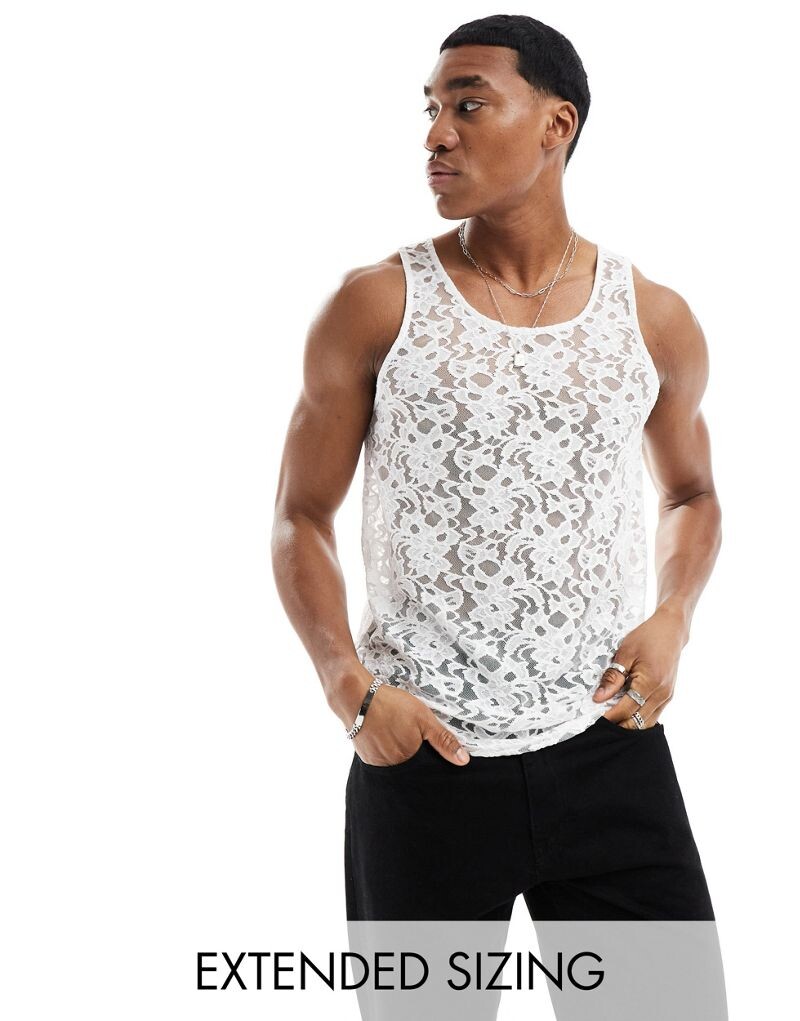 

Белая кружевная майка ASOS DESIGN Standard