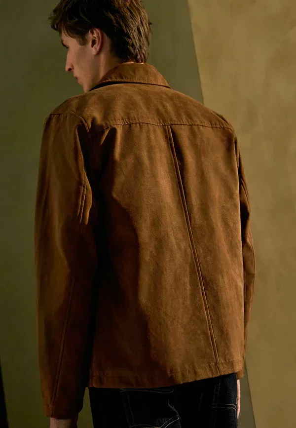 Куртка Harrington из искусственной кожи Regular Fit, Next, цвет светло-коричневый — фото 4