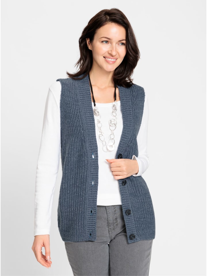 

WITT WEIDEN Вязаный жилет дымчато-синего цвета