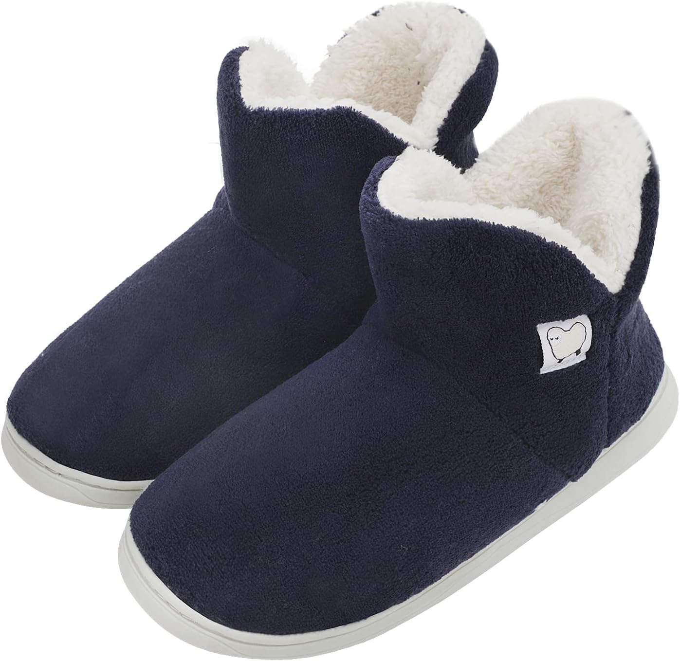 

Женские кашемировые вязаные тапочки-ботильоны на меху, теплые хлопковые стеганые домашние тапочки с противоскользящей подошвой Ipenny, синий