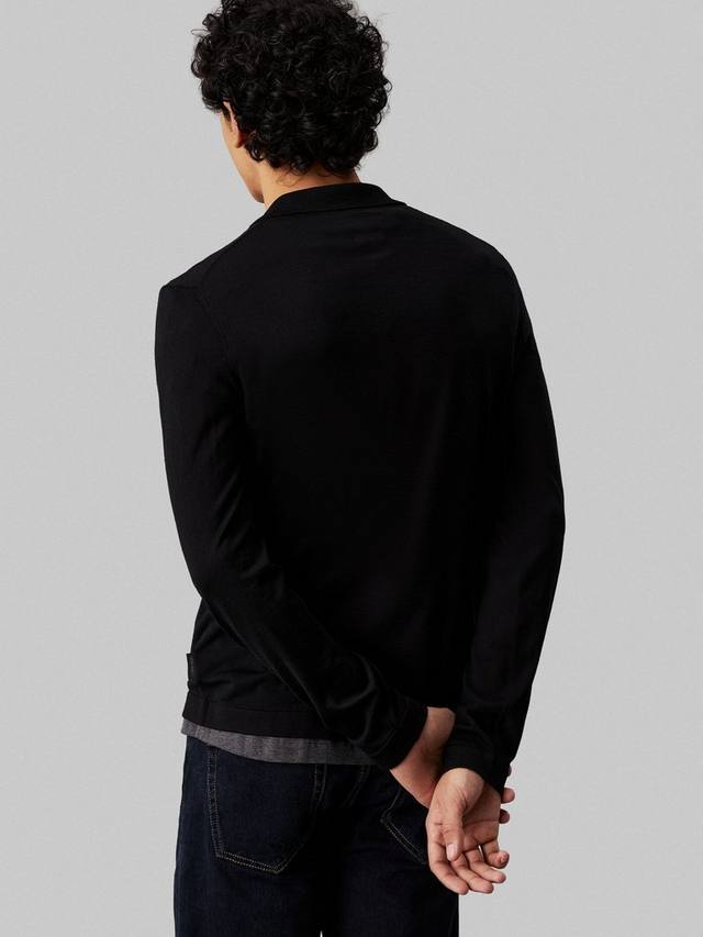 Поло с длинными рукавами из шерсти и шелка Tommy Hilfiger, Black — фото 2