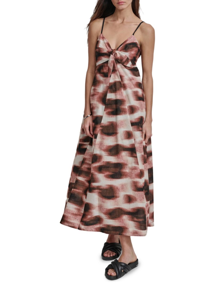 

Платье без рукавов с завязками спереди и принтом DKNY, цвет Abstract Dot