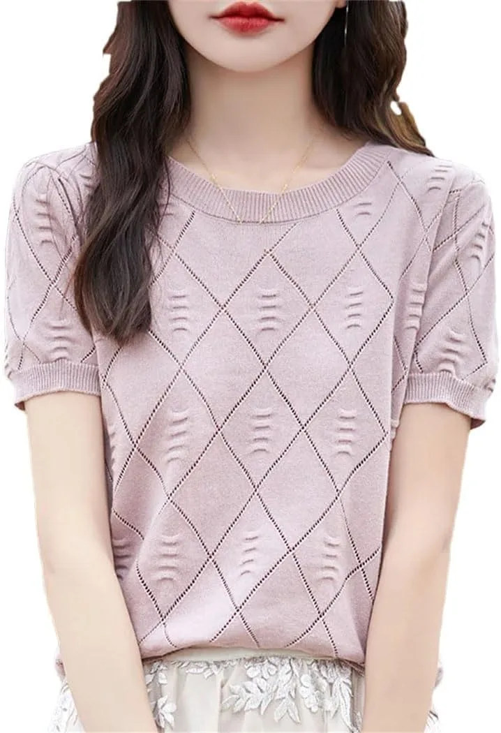 

Женская летняя футболка из 100% хлопка с коротким рукавом и круглым вырезом