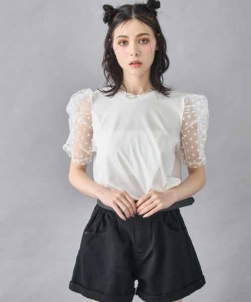 

Футболка с рукавами, прозрачная, в горошек ANAP, белый