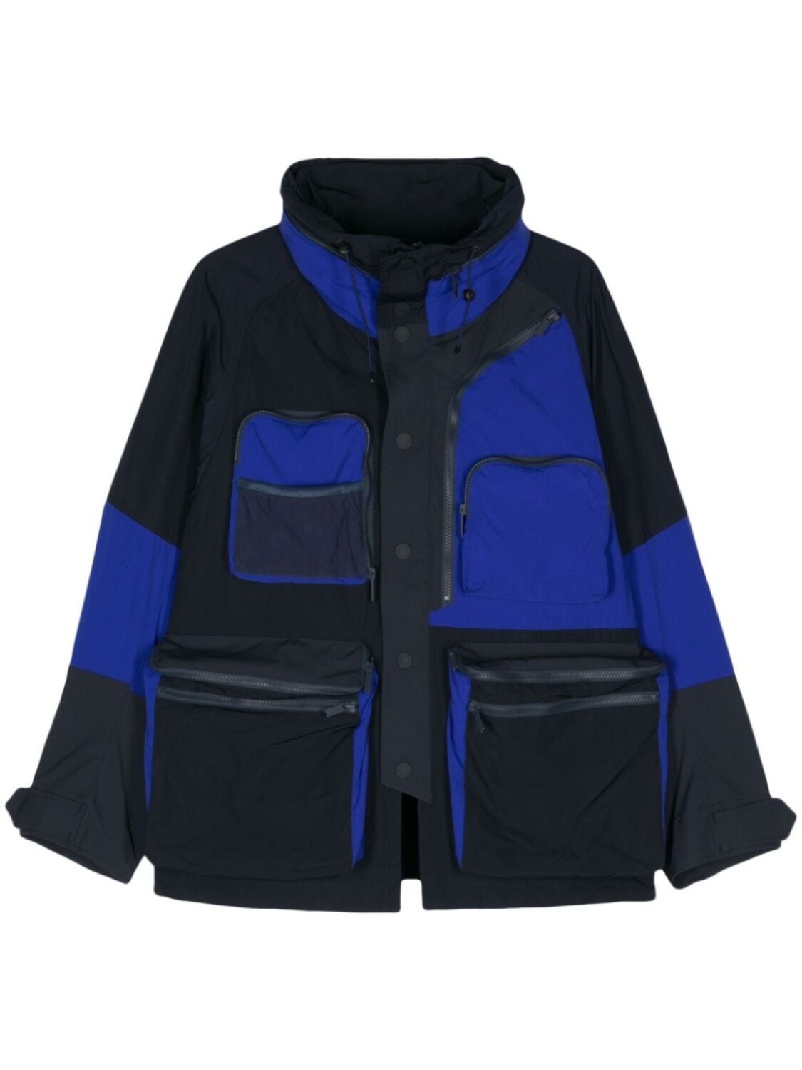 

White Mountaineering парка в стиле колор-блок с карманами, синий