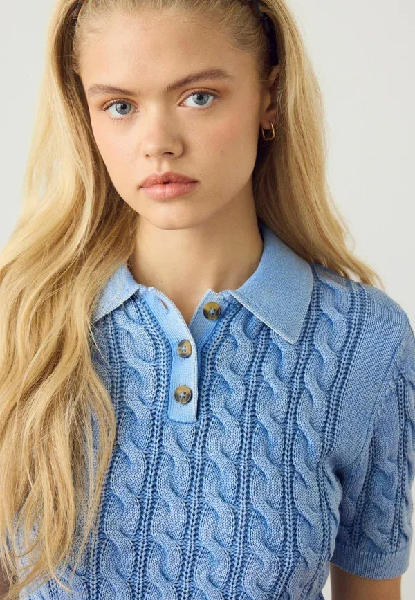 Футболка поло Next, blue acid wash, синяя кислотная стирка — фото 3