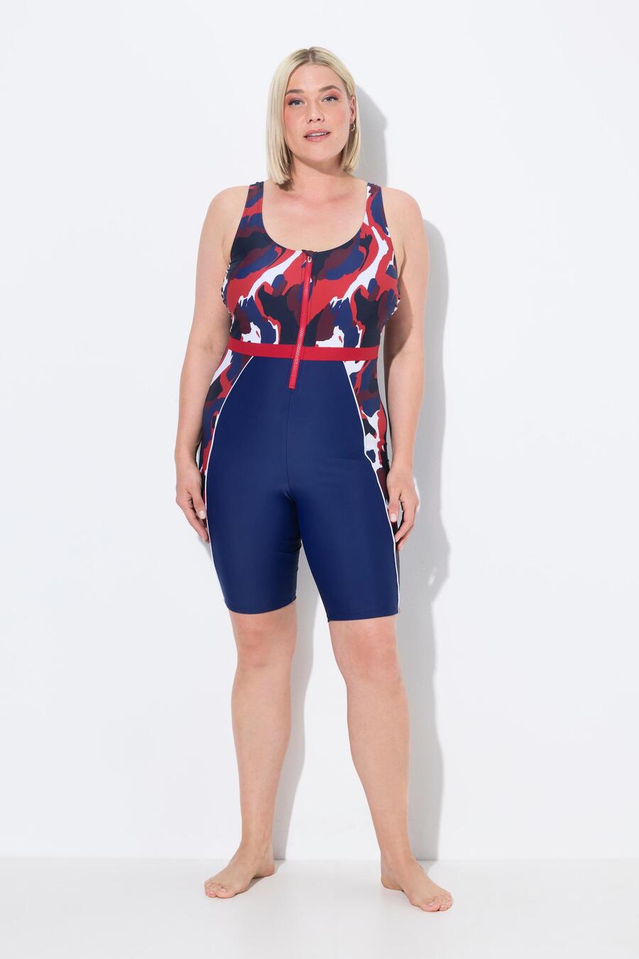 

ULLA POPKEN Женский купальник, длинный, без мягких чашек, на молнии, переработанный.