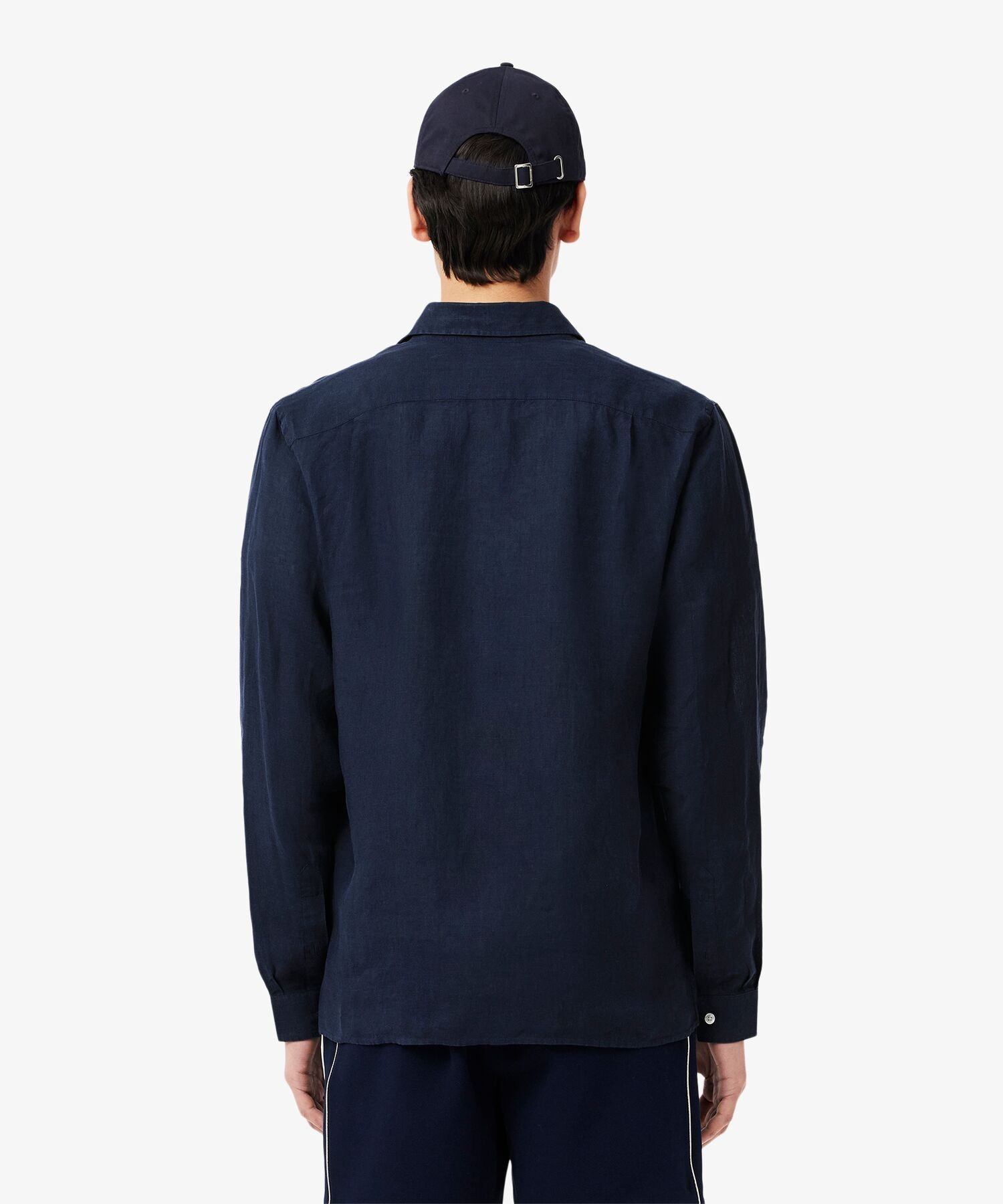 Льняная рубашка с длинными рукавами и пуговицами LACOSTE, Navy — фото 2