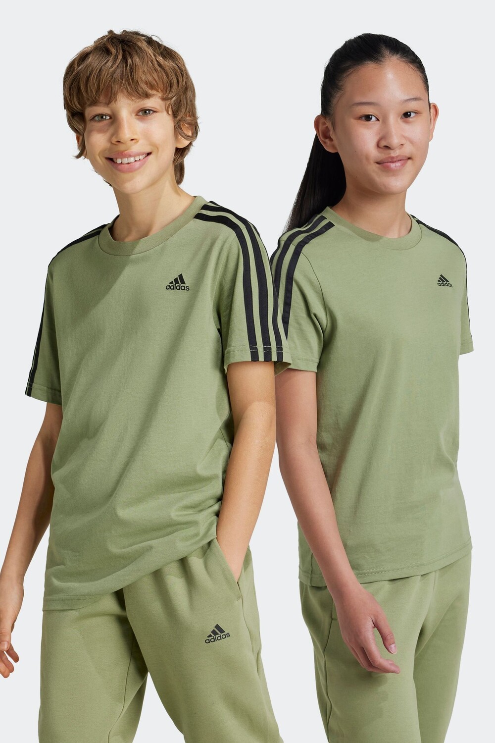 

Футболка Essentials с тремя полосками, 100% хлопок Adidas, зеленый