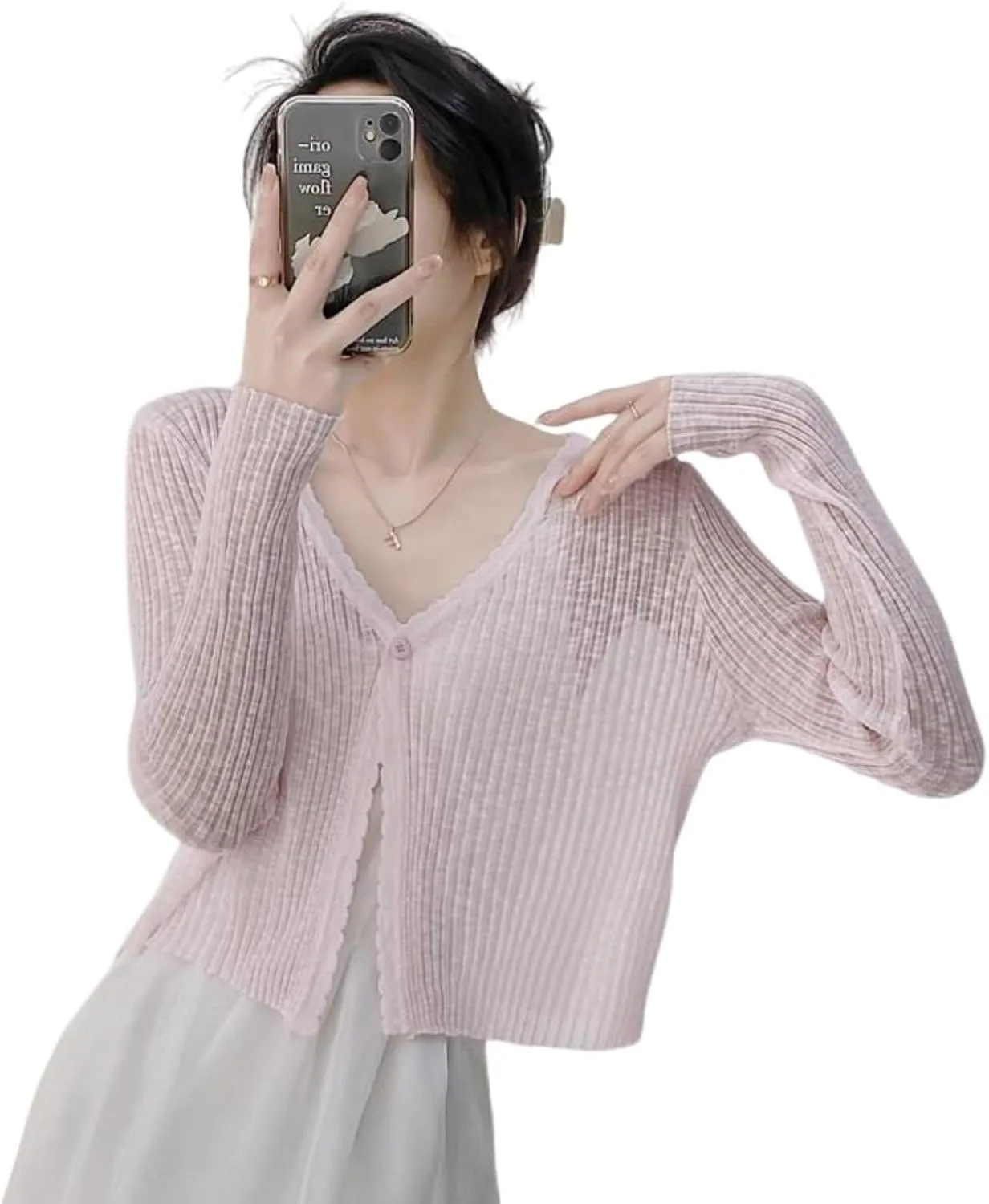 

Модный короткий вязаный топ с ажурным передом и завязками BCKEEWQP