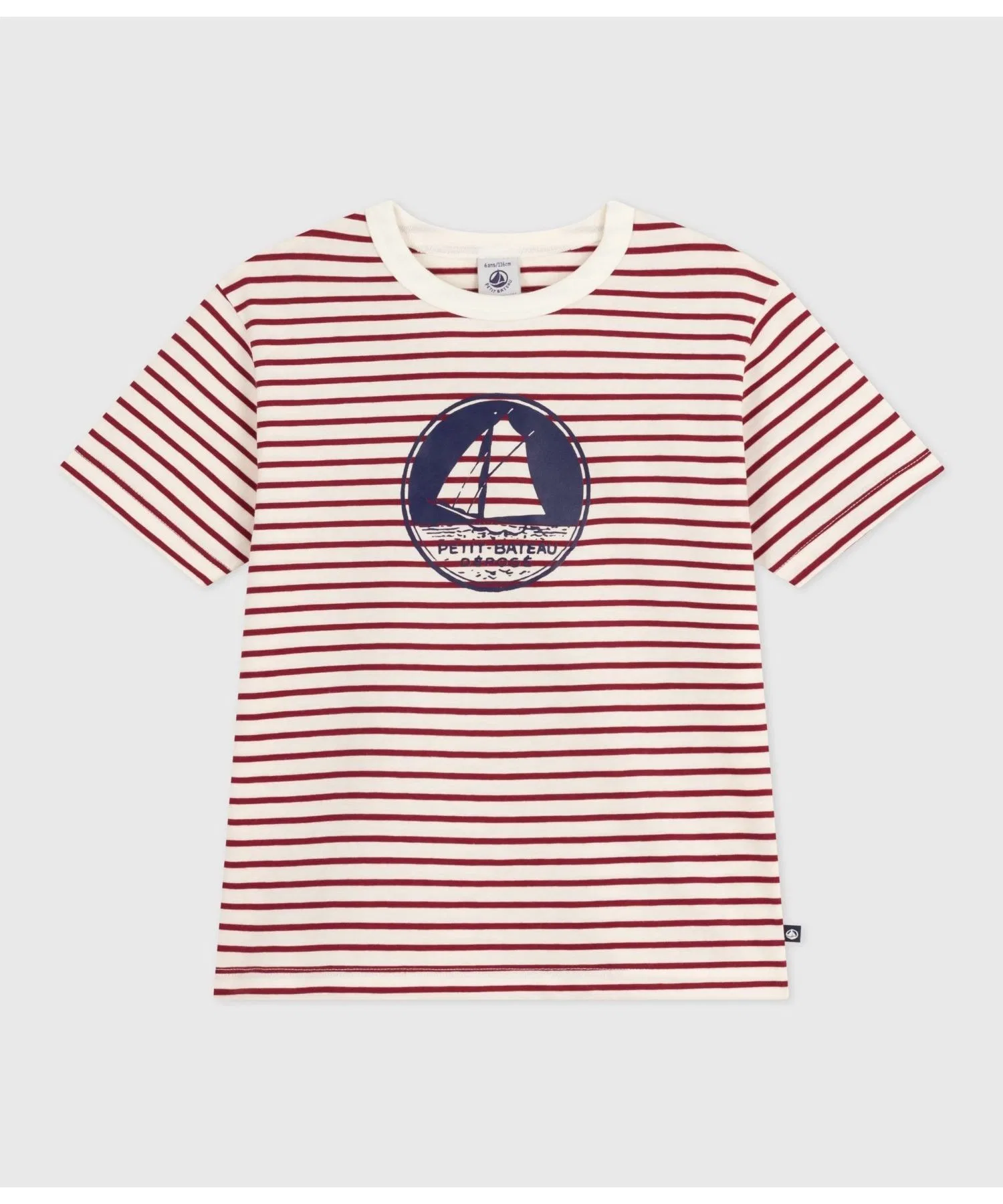 Детская футболка с логотипом PETIT BATEAU красно-белая