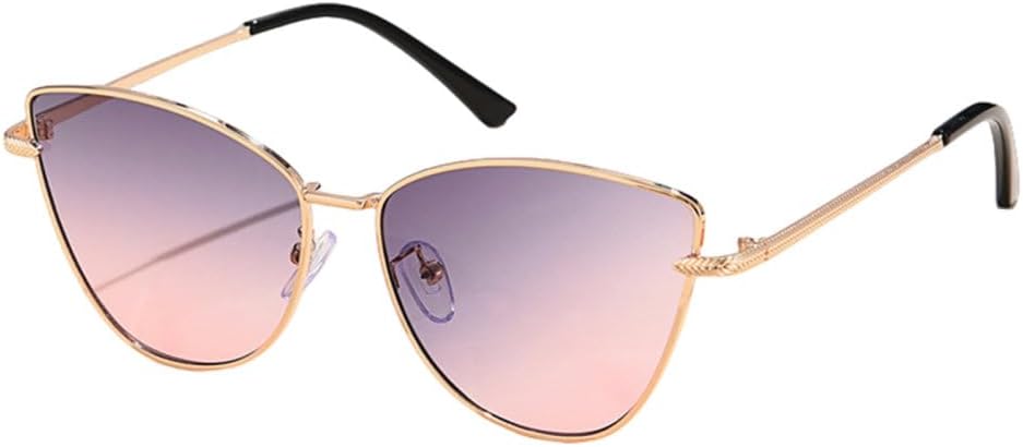 

Солнцезащитные очки LVTFCO в треугольной металлической оправе для женщин, модель «кошачий глаз», модные, маленькие, стильные, в уличном стиле, с защитой от УФ-излучения UV400, Grey Pink