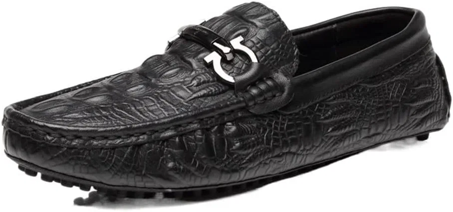 Мужские лоферы с крокодиловой текстурой, Black