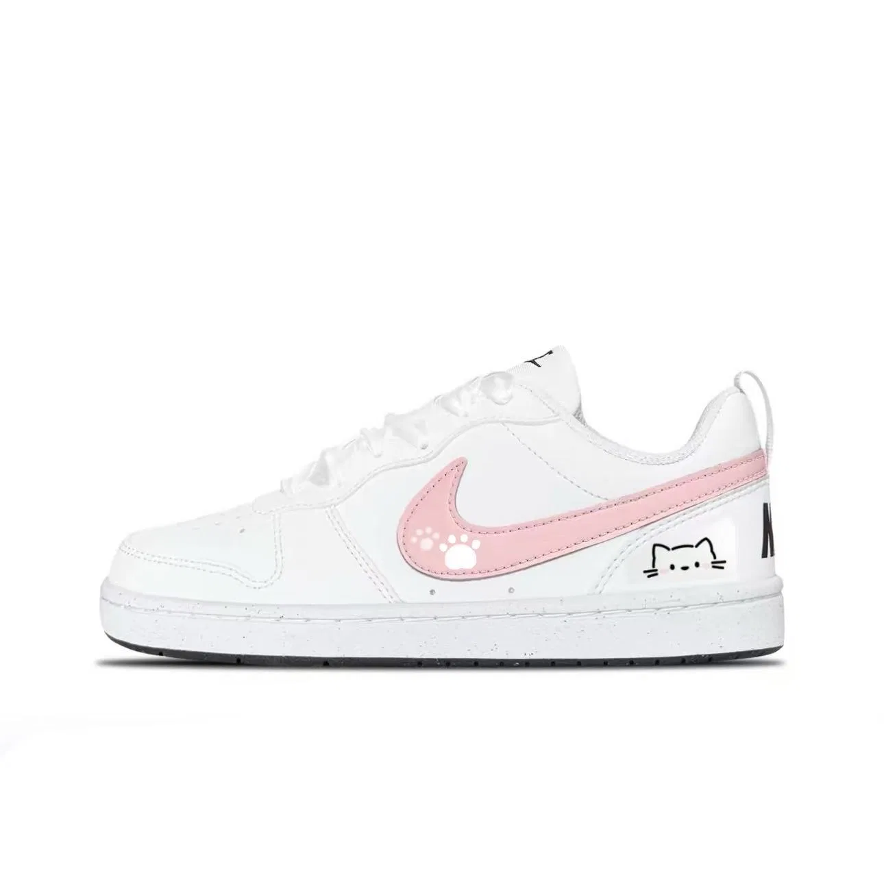 Кроссовки для скейтбординга Court Borough Synthetic Leather Low top Kids', белый розовый, подростковые Nike, White Pink