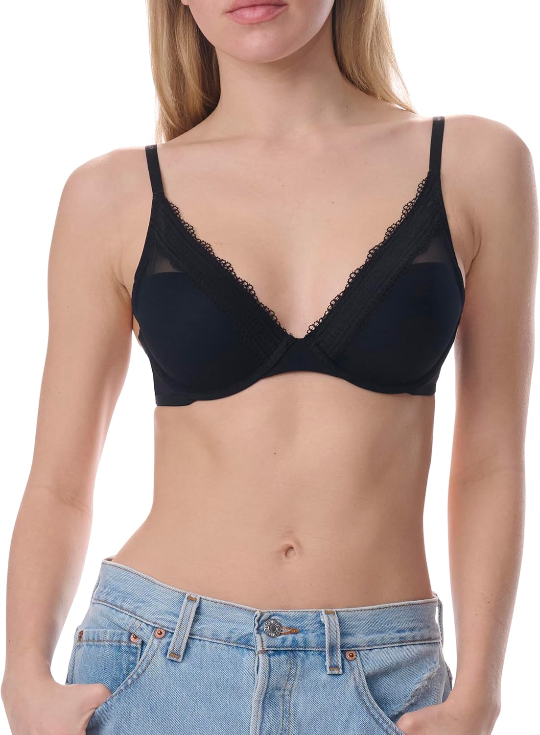 

Женский бюстгальтер Tommy Hilfiger с сетчатыми вставками и косточками, Black