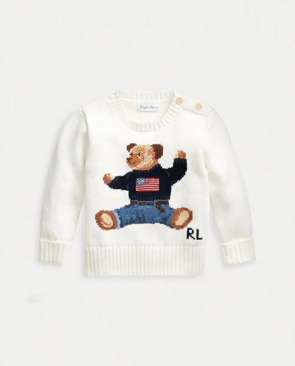 Унисекс свитер из хлопка с медведем Поло Polo Ralph Lauren, Crudo