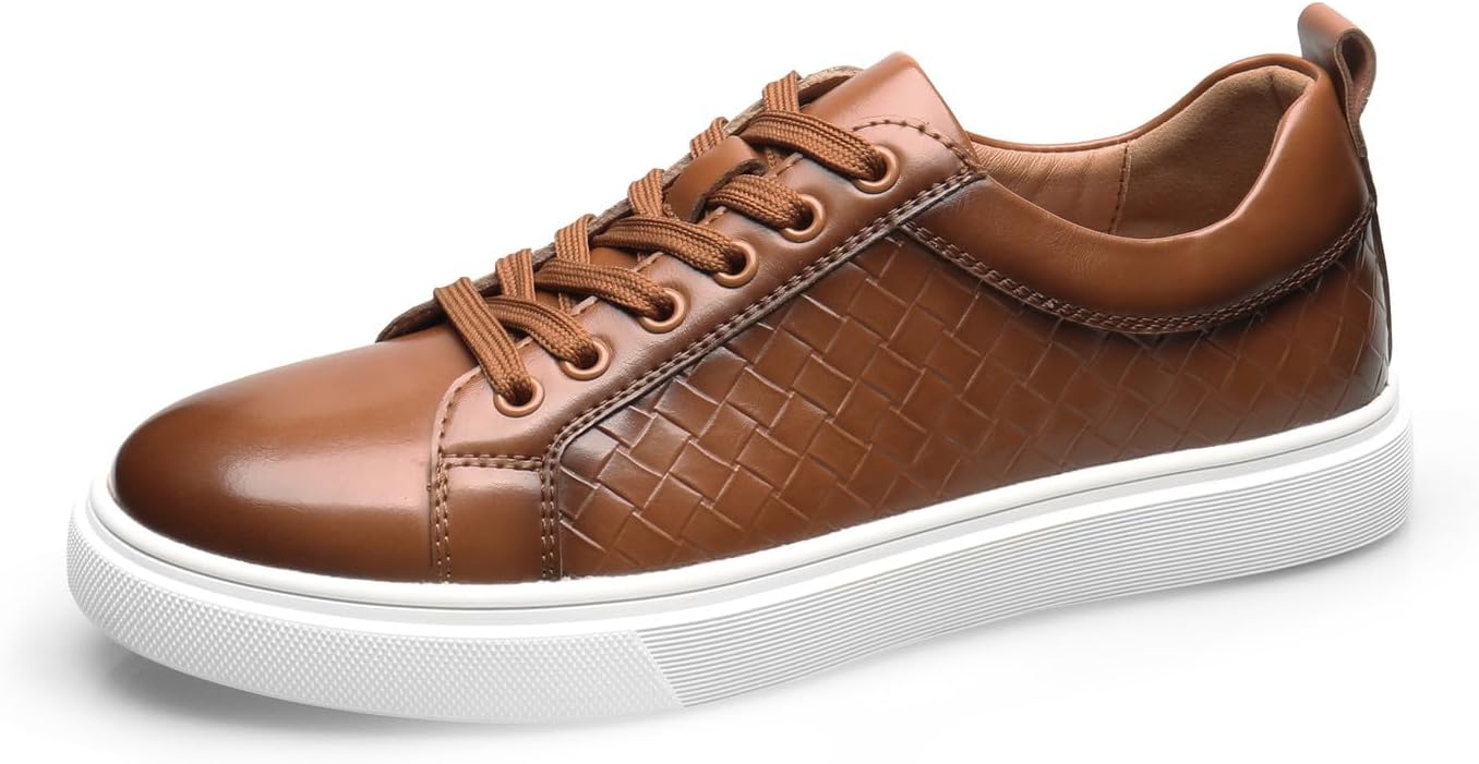 

Мужские кроссовки Santimon, повседневные деловые кожаные туфли, удобные для ходьбы, модные кроссовки для мужчин, коричневый