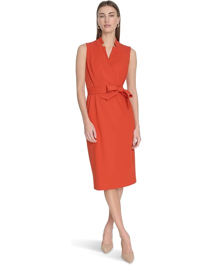 

Платье Calvin Klein Scuba Crepe Collar Self Tie, цвет Clay