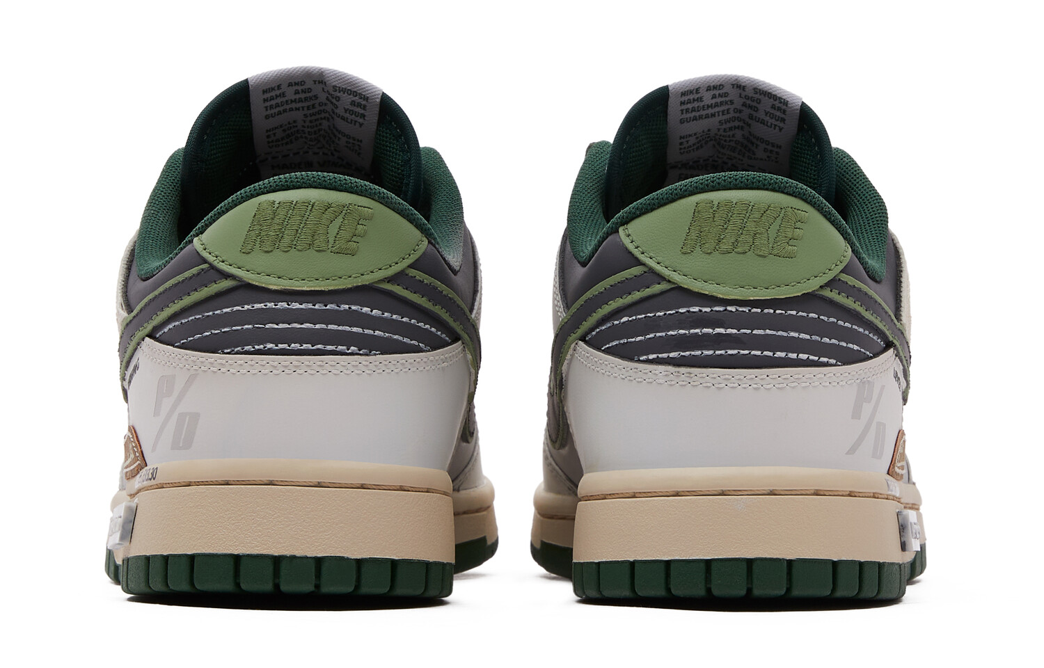 Кроссовки Nike Dunk Skateboarding Shoes Unisex Low-top Black/grey/green, зеленый — фото 3