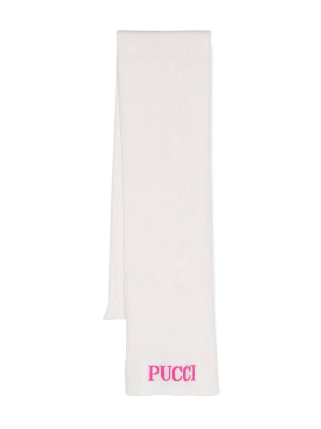 

PUCCI Junior шарф в рубчик с жаккардовым логотипом, нейтральный цвет