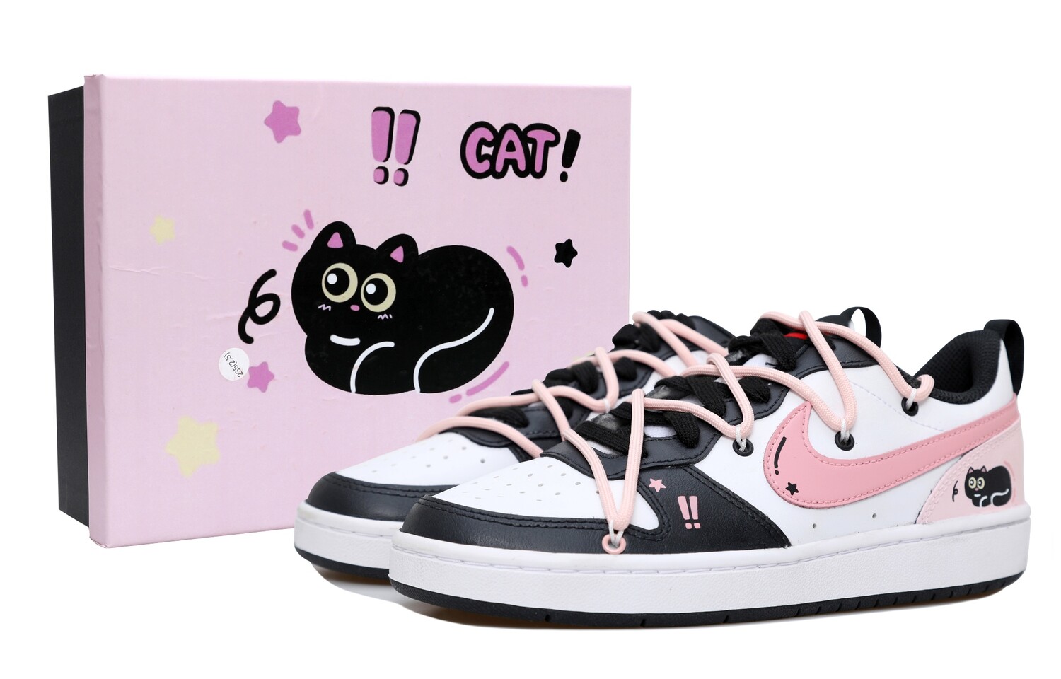 

Кроссовки Nike Court Borough Skateboarding Shoes Women's Low-top White/pink/black, розовый