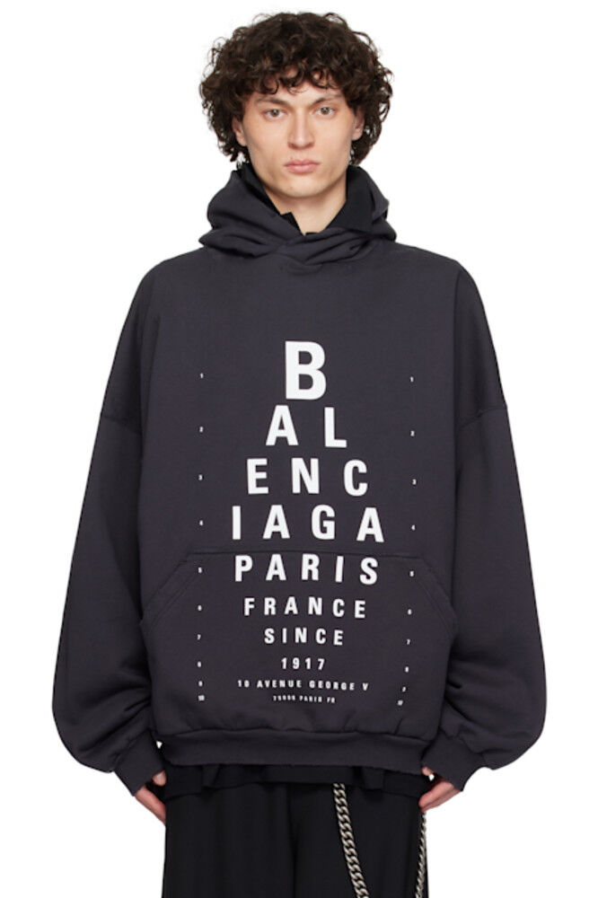 

Черная толстовка с капюшоном Optical Large Fit Balenciaga