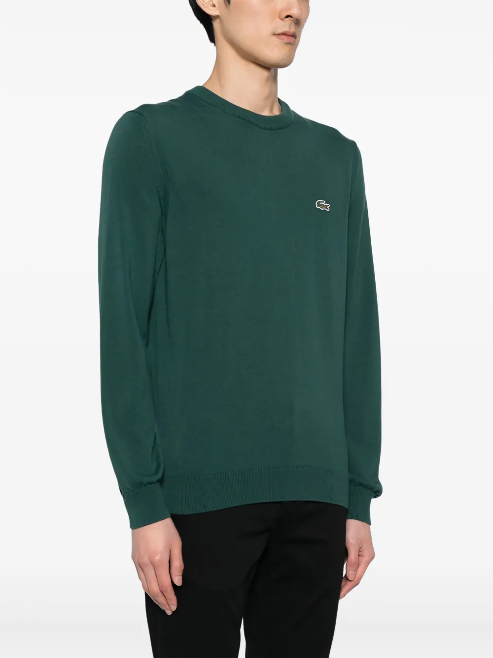Джемпер тонкой вязки с вышитым логотипом Lacoste, зеленый — фото 3