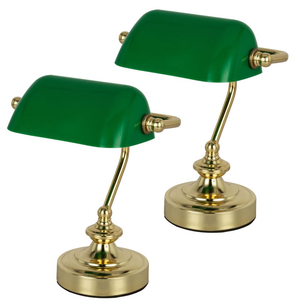 

Комплект из 2 настольных ламп с зеленым акриловым абажуром ANTIQUE etc-shop, зеленый