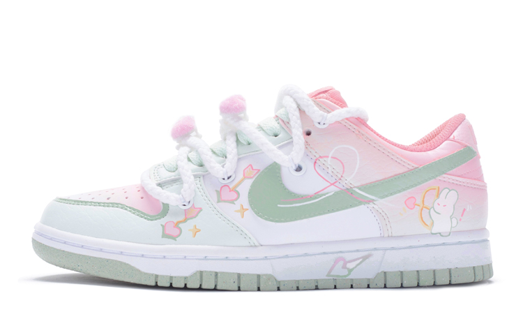 

Кроссовки Nike Dunk Skateboard Shoes Women's Low-Top White Pink/Yellow/Green