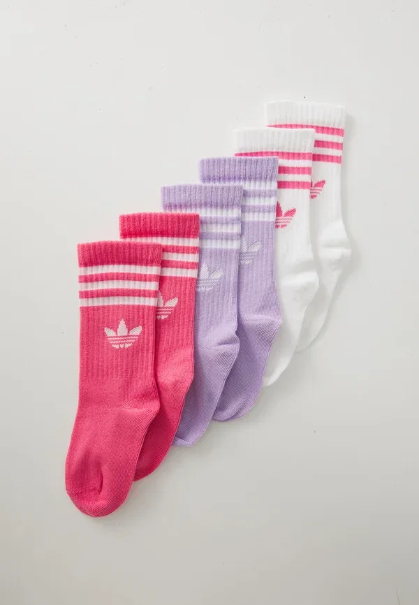 Носки Adidas Originals 3S crew s 6p k, белый/розовый фьюжн/порошковая слива меланж