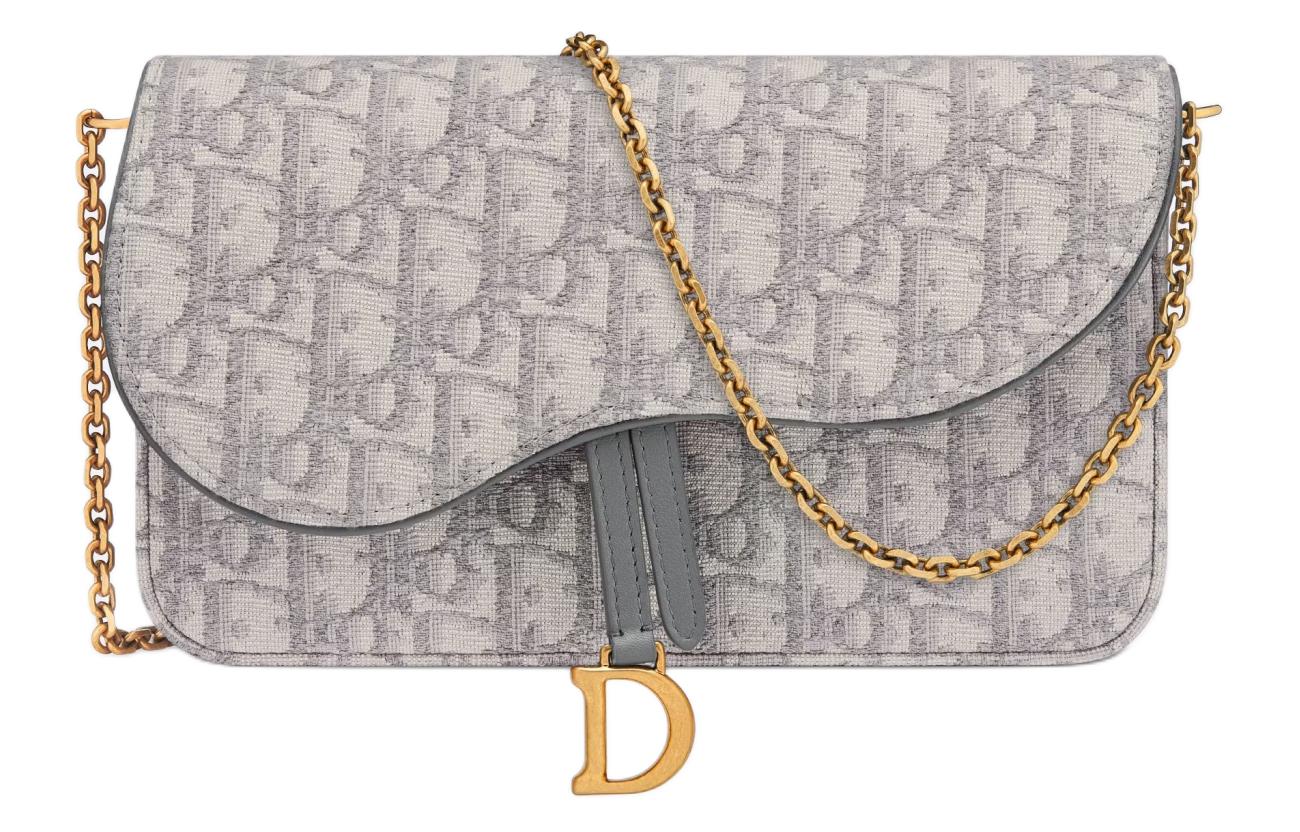 

Седловидная косая печать Ткань Одно плечо Кроссбоди Клатч Женский Серый DIOR