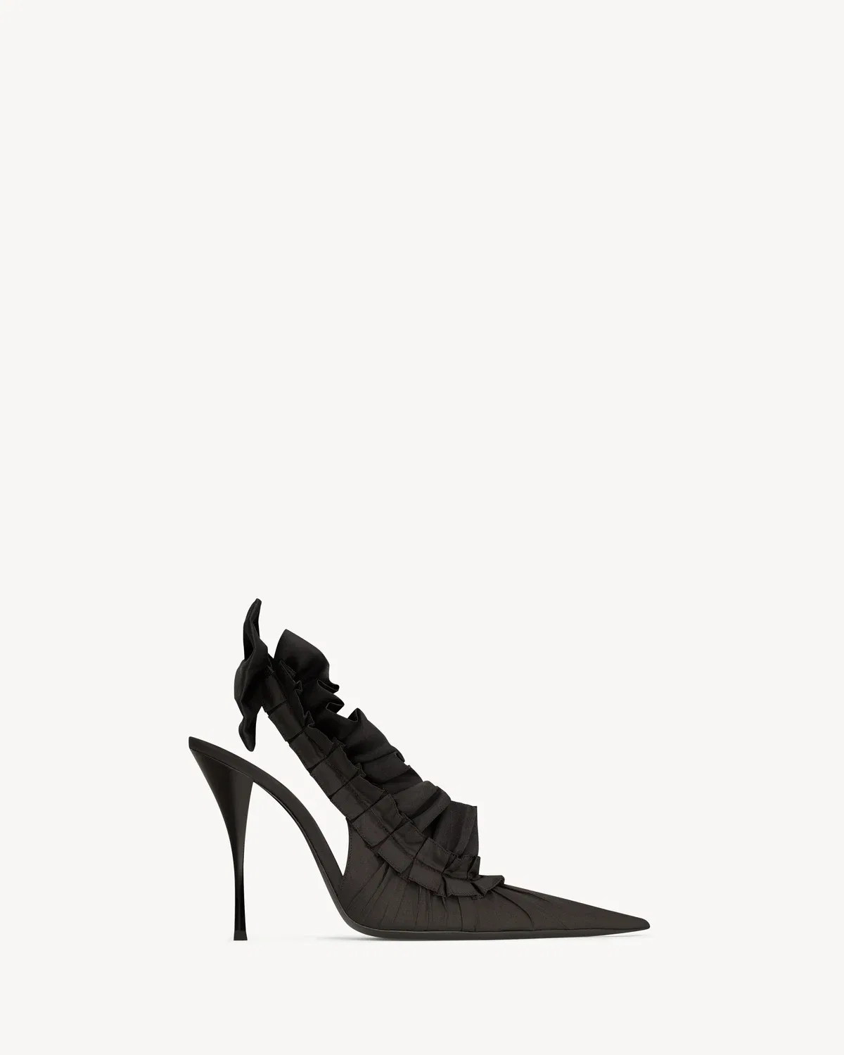 Туфли-лодочки на ремешке MADELEINE из шелкового тафты и шелкового органзы SAINT LAURENT, черный