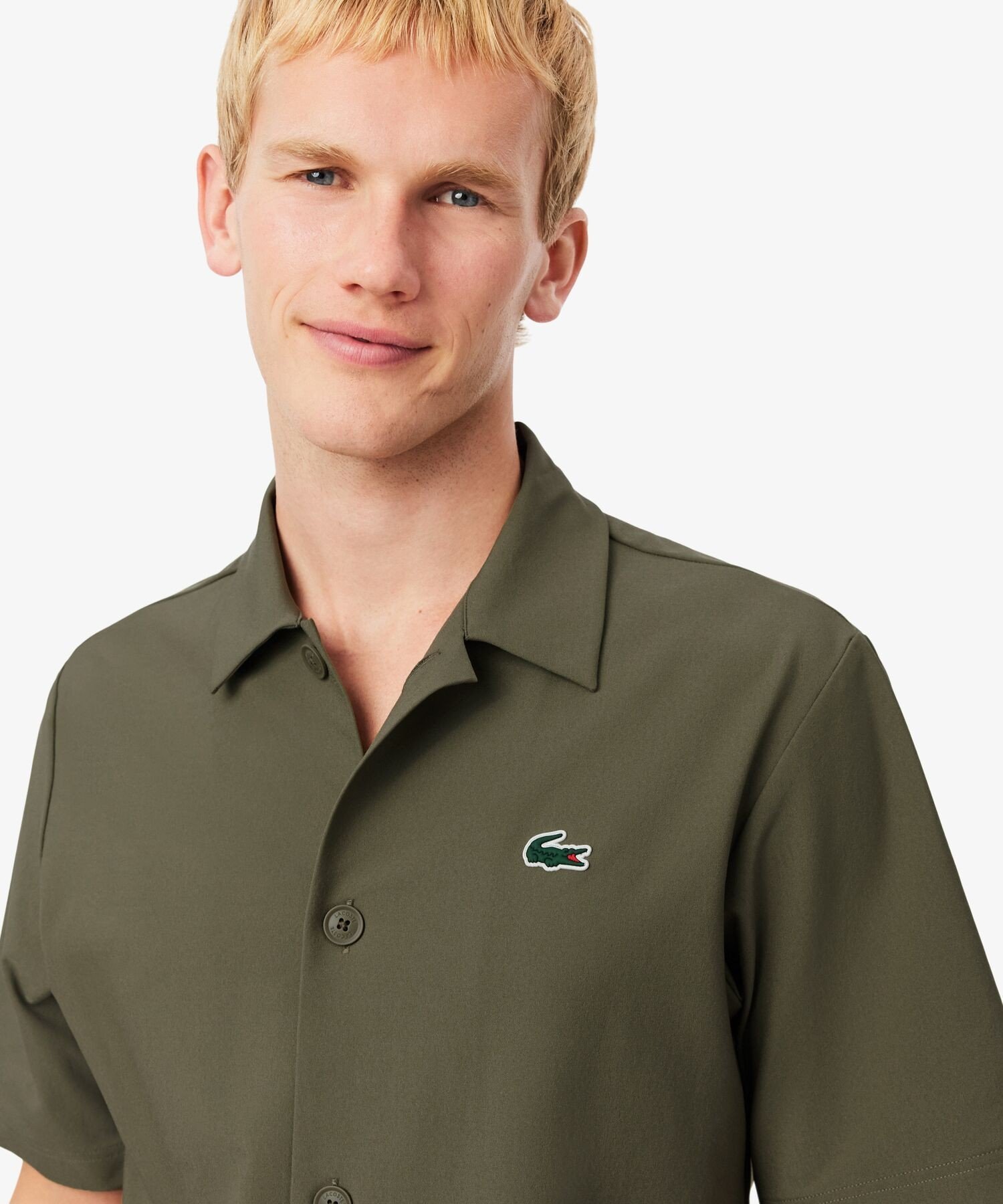 Рубашка для гольфа LACOSTE Ultra Dry на пуговицах, Olive — фото 3