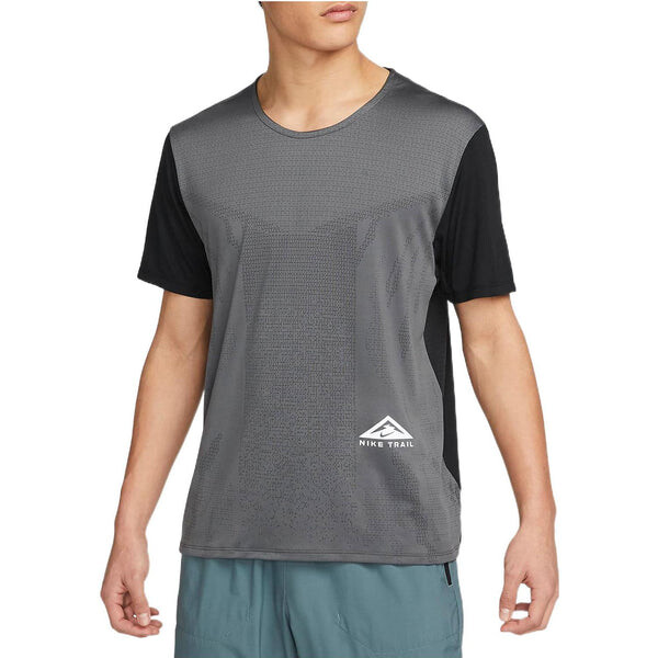 Футболка Men's Nike Colorblock Running Sports Training Breathable Round Neck Short Sleeve Black Gray T-Shirt, мультиколор — фото 3