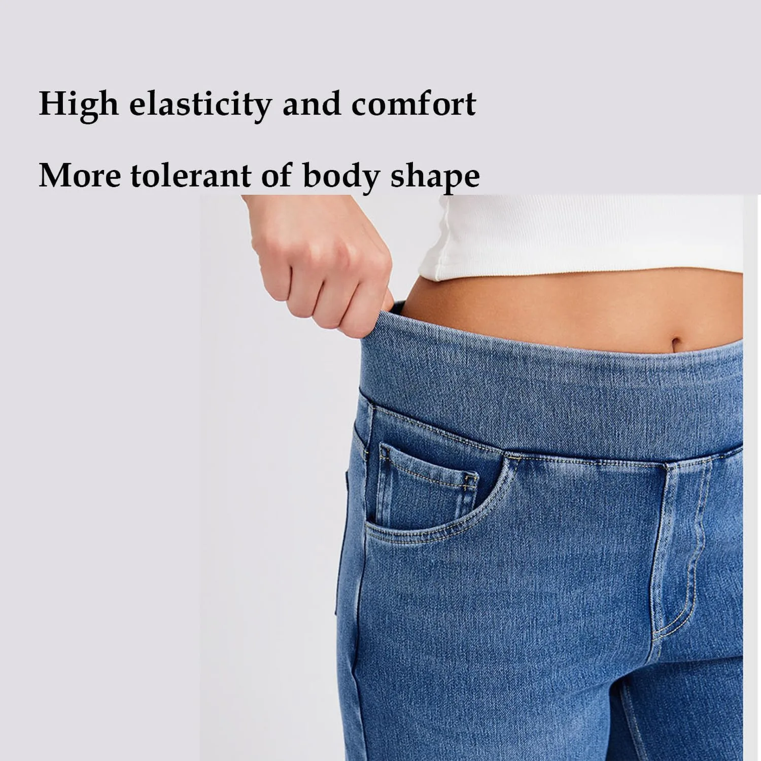 Широкие джинсы женские High Waisted Stretchy Straight Casual Baggy — фото 4
