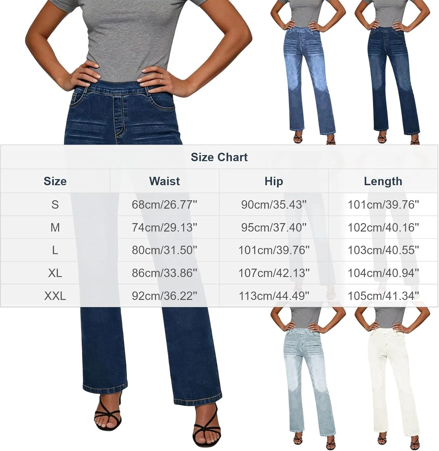 Джинсы зауженные к низу, Sky Blue, Women's Denim Pants — фото 3