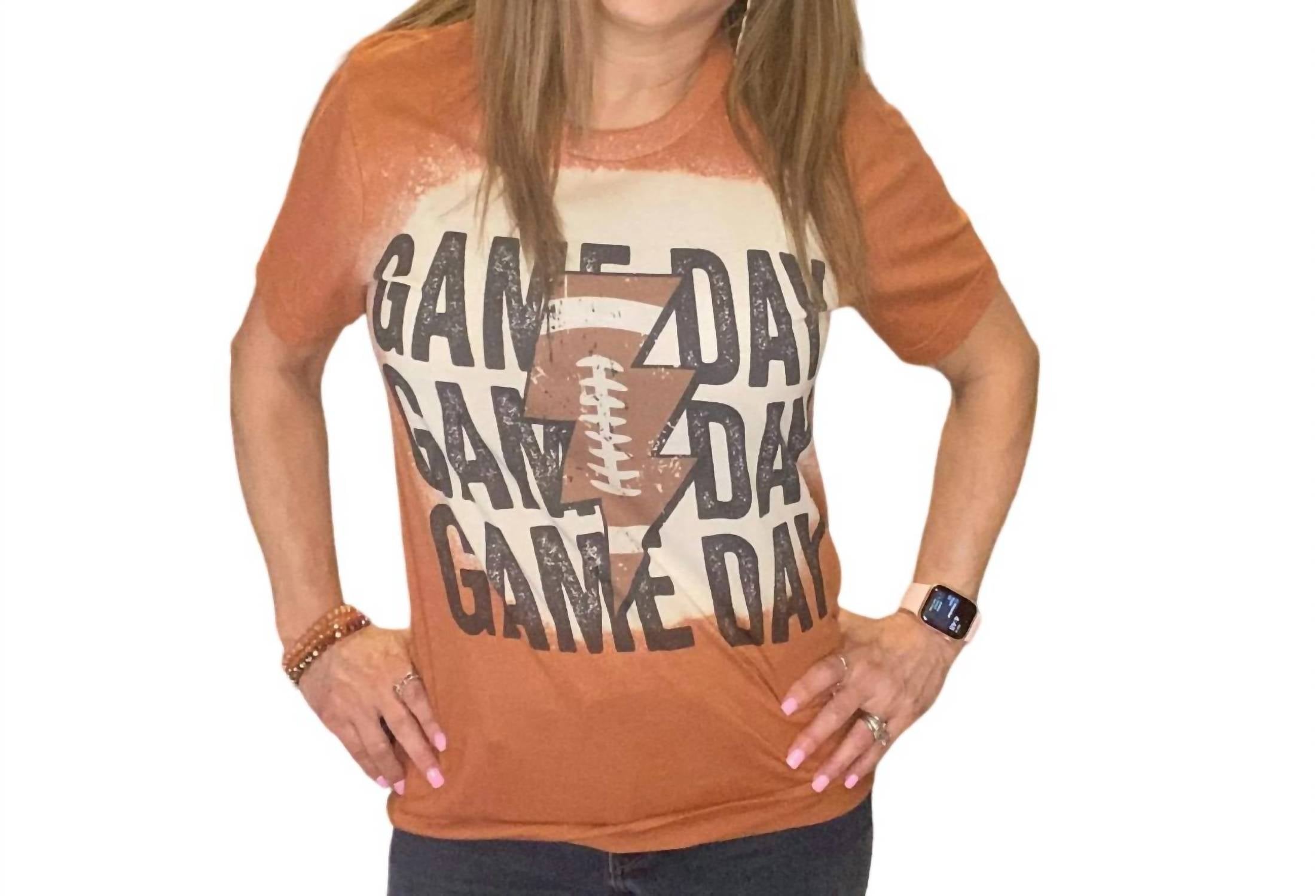 

Футболка Bleached Football Gameday, осень Serendipity Tees, цвет autumn
