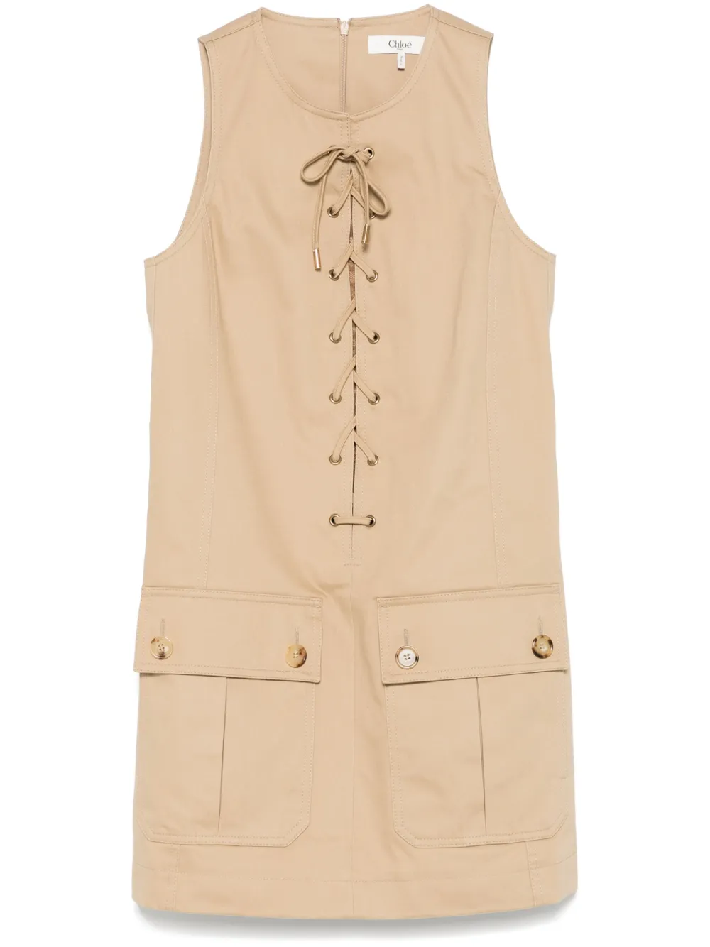 

Платье мини со шнуровкой CHLOÉ, коричневый