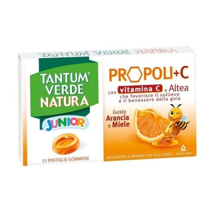 

Лекарственное средство Tantum Verde Natura Junior Propolis + C Angelini 15 Chewable Tablets