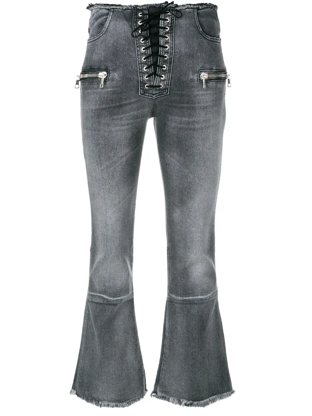 

Укороченные джинсы со шнуровкой UNRAVEL PROJECT, серый