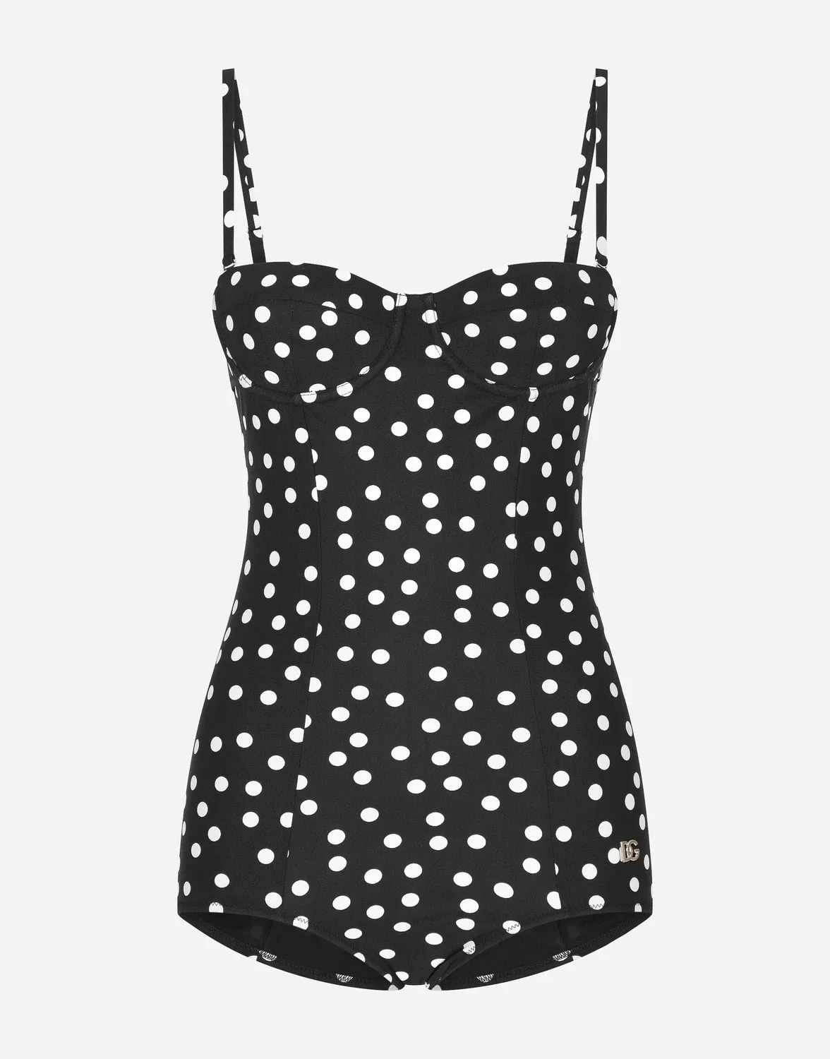 Слитный купальник-бандо в горох DOLCE & GABBANA, белый
