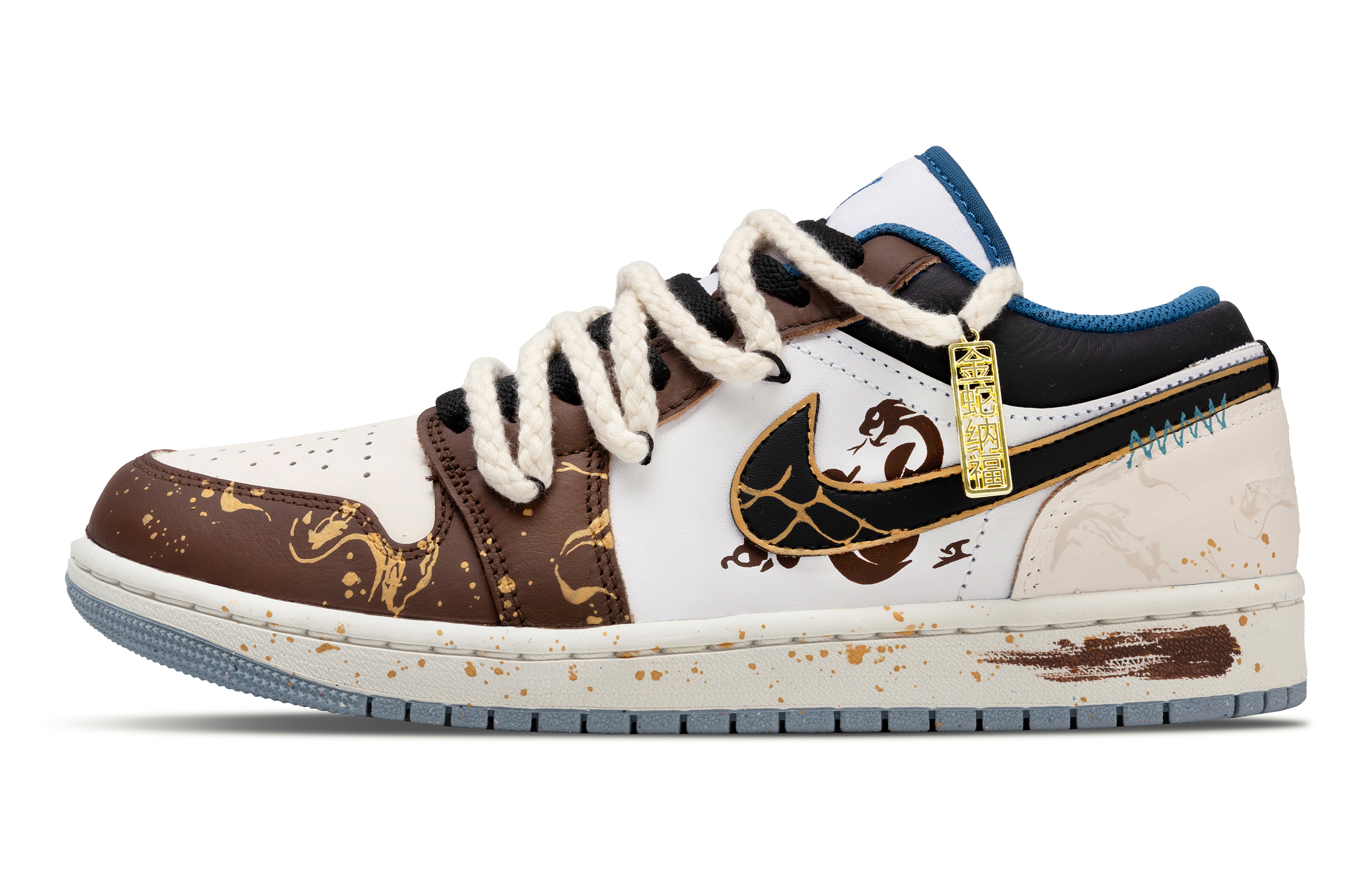 

Jordan Баскетбольные кроссовки Air 1 Vintage, низкие, мужские, коричневые/черные/золотые
