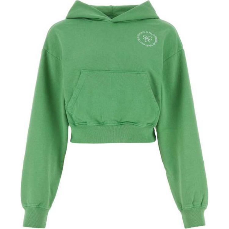 

Кроп худи с принтом логотипа SPORTY & RICH, зеленый