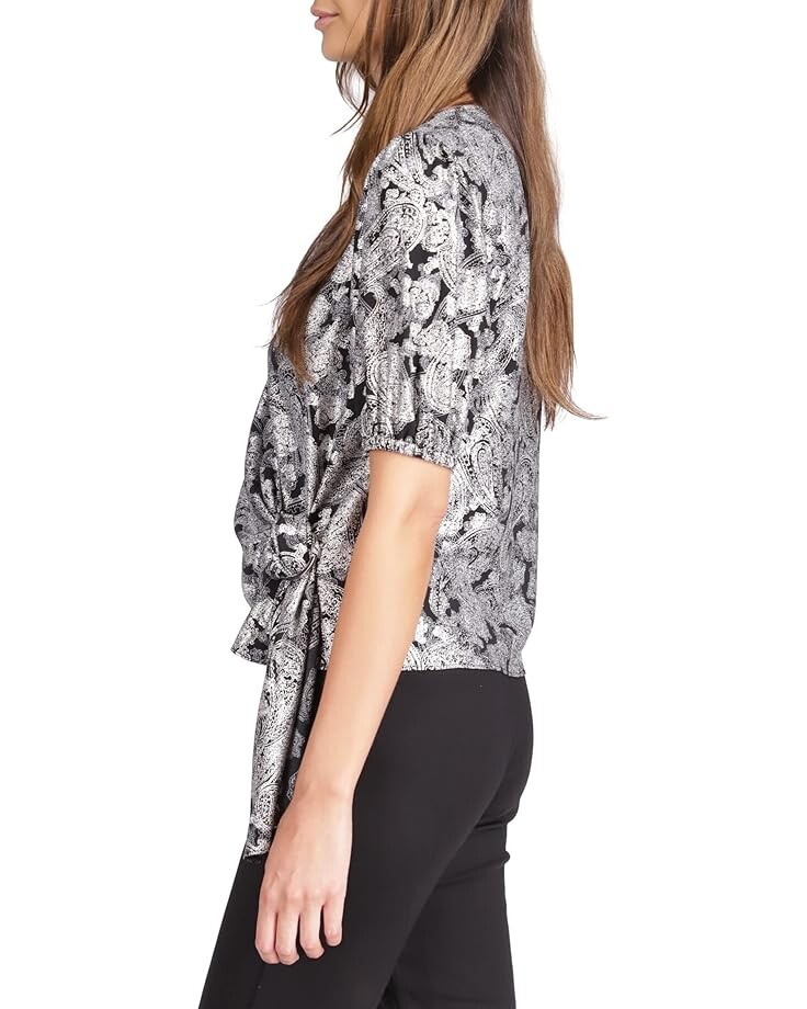 

Топ Michael Kors Foil Paisley Wrap Top, цвет Bone