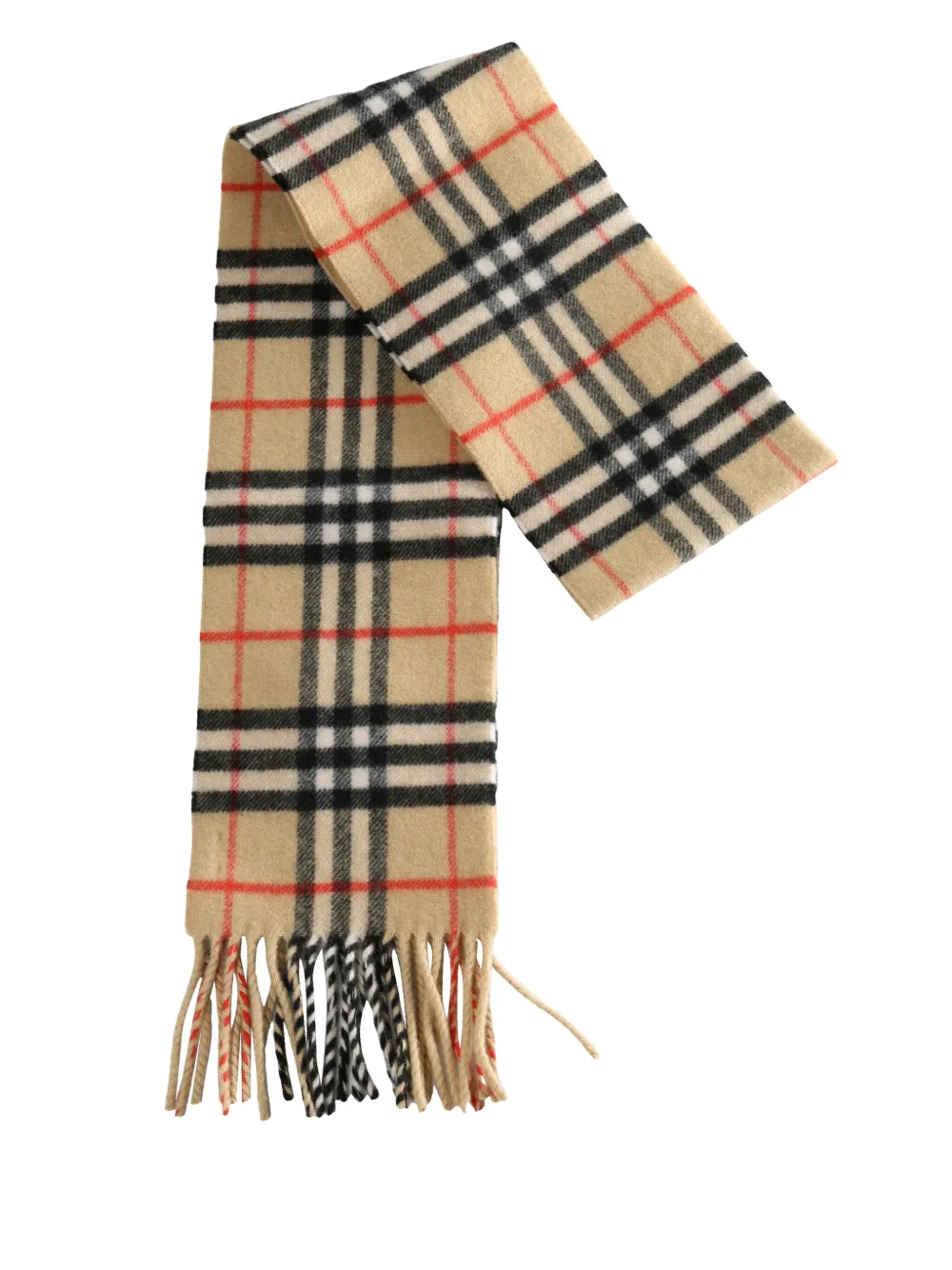 

Шарф с бахромой и клетчатым узором BURBERRY, нейтральный