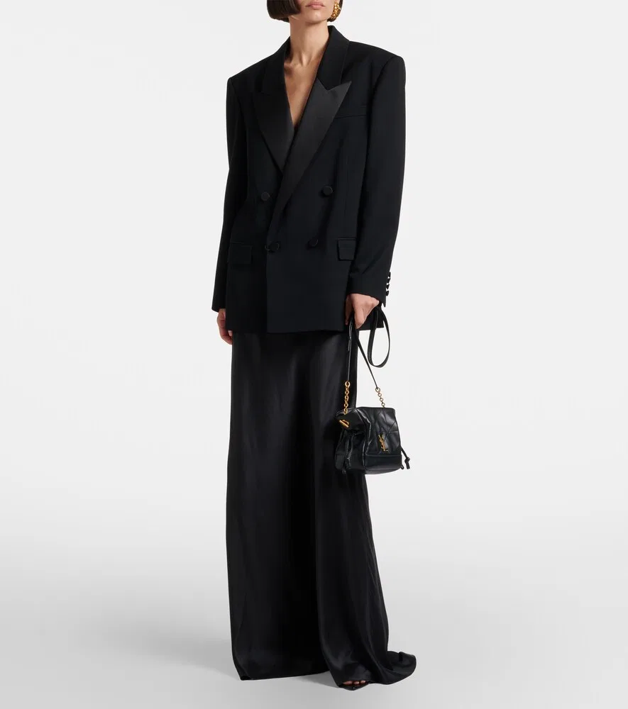 Двубортный шерстяной блейзер Saint Laurent, черный — фото 2