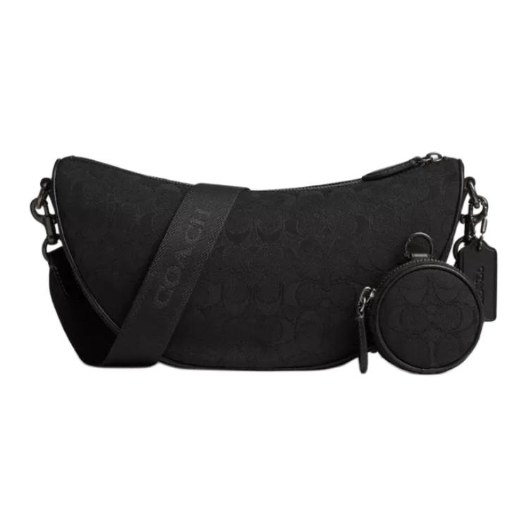 

COACH Кожаная наплечная сумка большая мужская черная