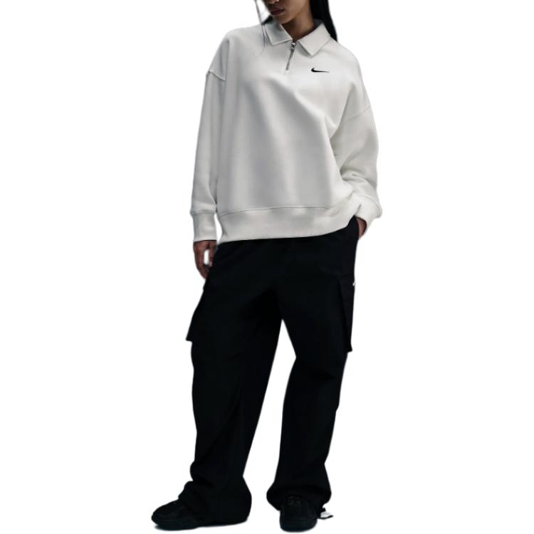 Спортивная одежда Phoenix Fleece женская оверсайз поло с молнией на 1/4 Nike, белый — фото 4
